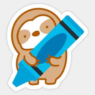 Cute Blue Crayon Sloth Sticker